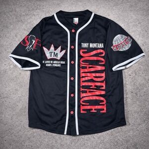 Vtg Scarface Button Up Baseball Jersey Tony Montana Size M Tony Montana